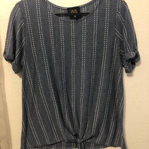 Blue and White Polka Dot Top